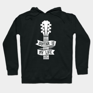 Guitar is My Life Acoustic Guitar Headstock Dark Theme Hoodie